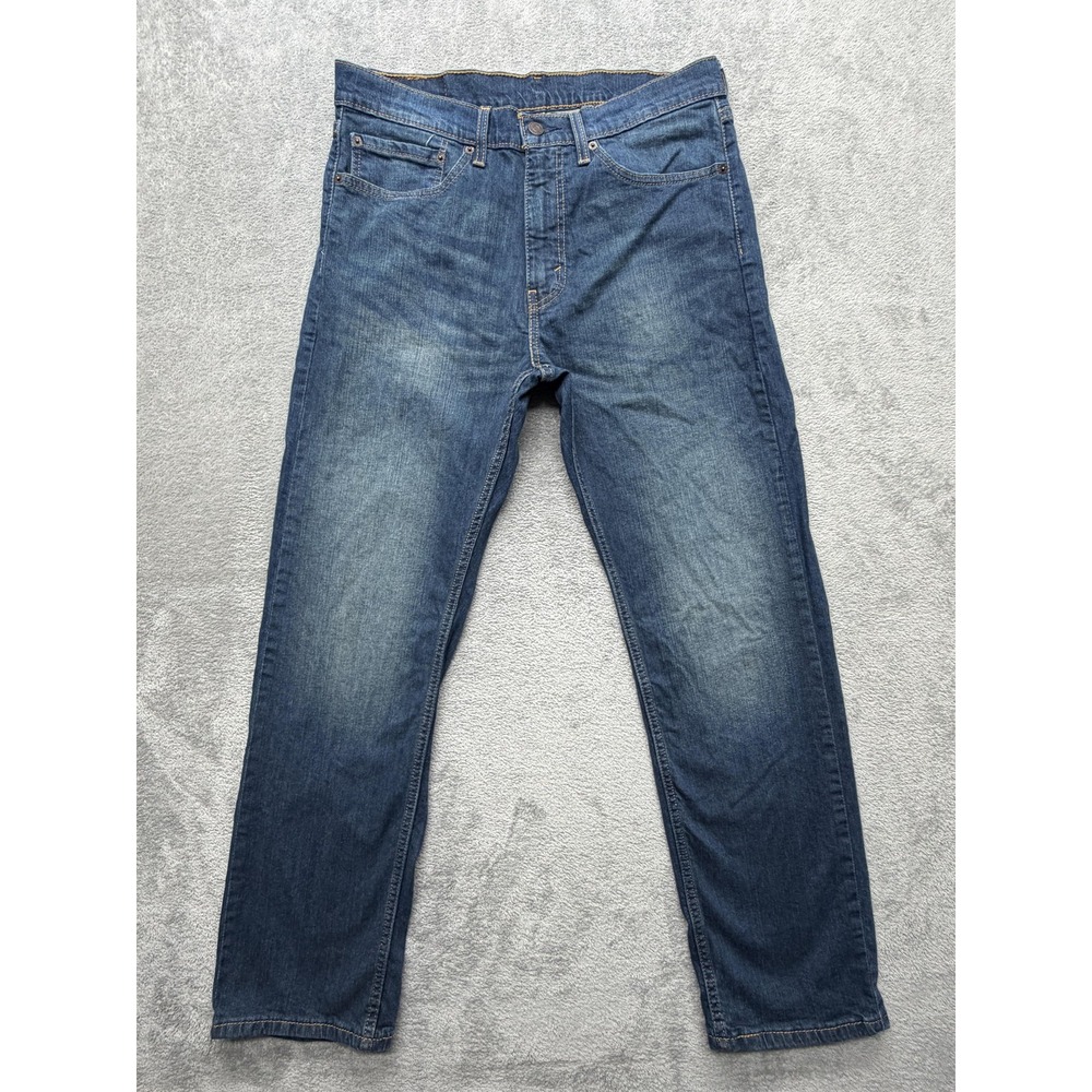 Levis 505 Jeans Mens Measured 34x29 Blue Stretch Straight Leg Medium Wash Pants